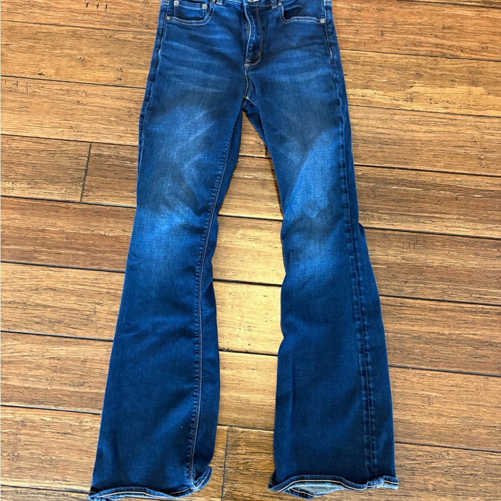 American Eagle Outfitters Women's Dark Blue Wide Leg Jeans